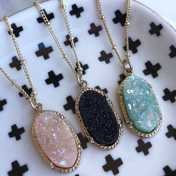 Gold + Dainty Druzy Necklaces - Picture 5 of 7